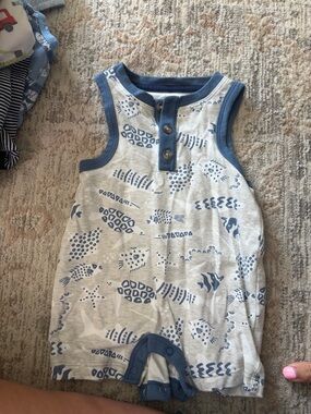 Cat & Jack Sleeveless Baby Romper in Blue and Cream with Nautical Print